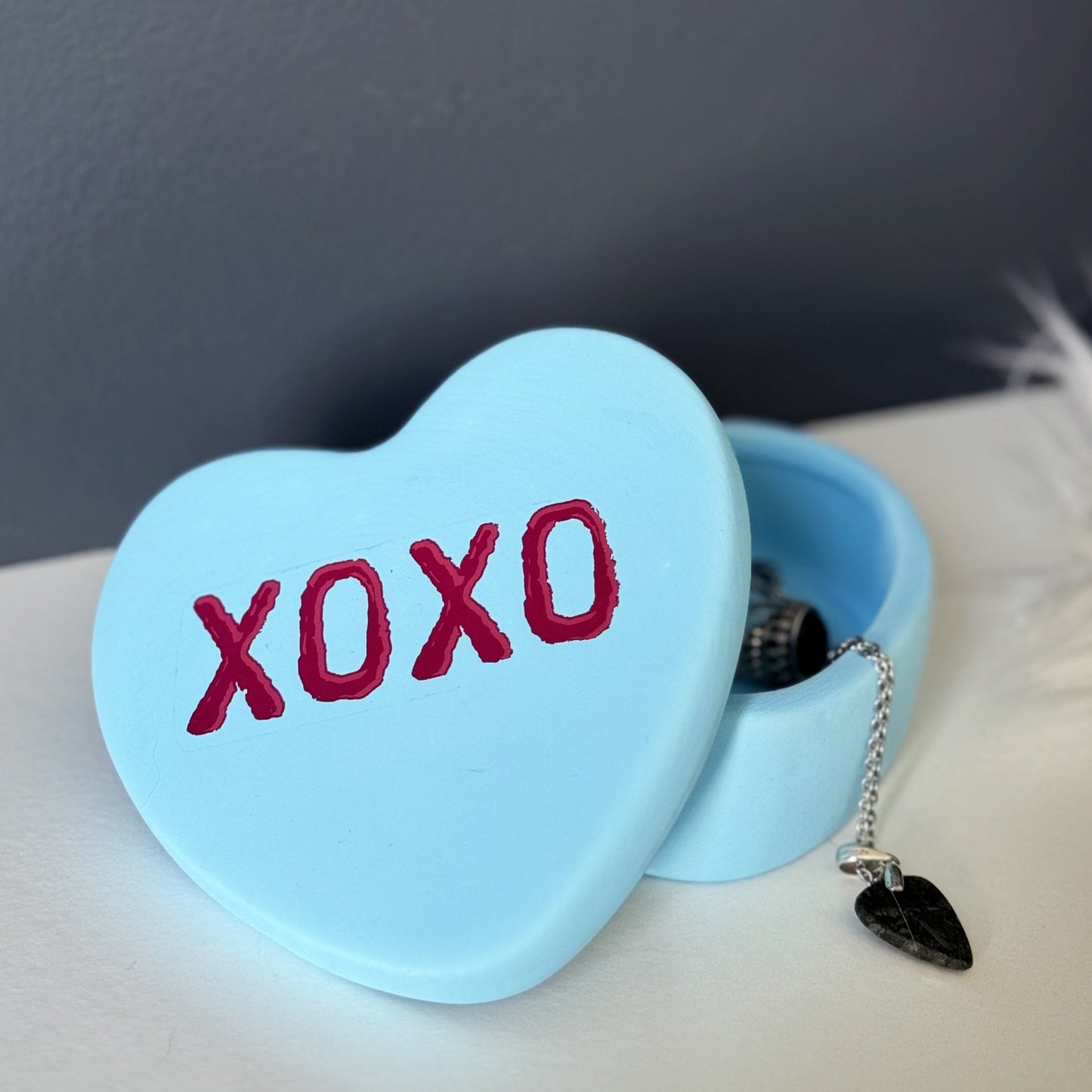 boite à bijoux coeur bleue