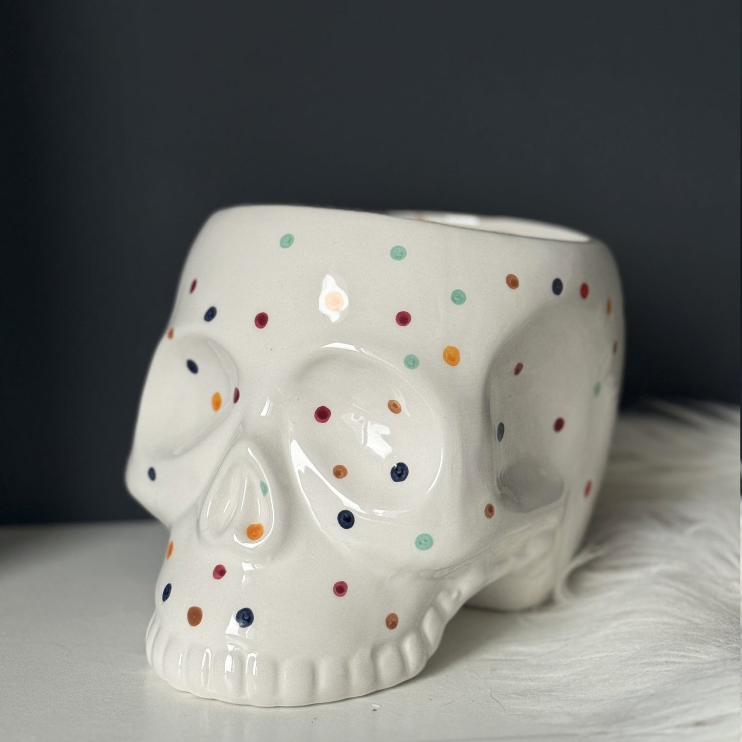 Cache-pot crâne - pois