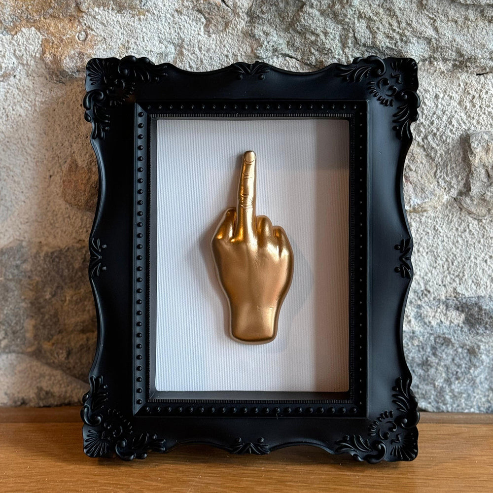 Tableau design doigt d'honneur - cadre noir