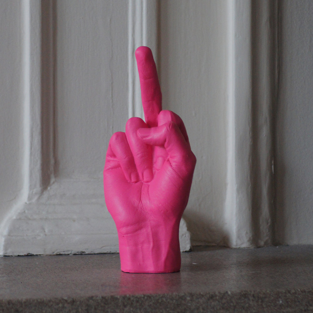 
                  
                    Sculpture main doigt d'honneur rose
                  
                